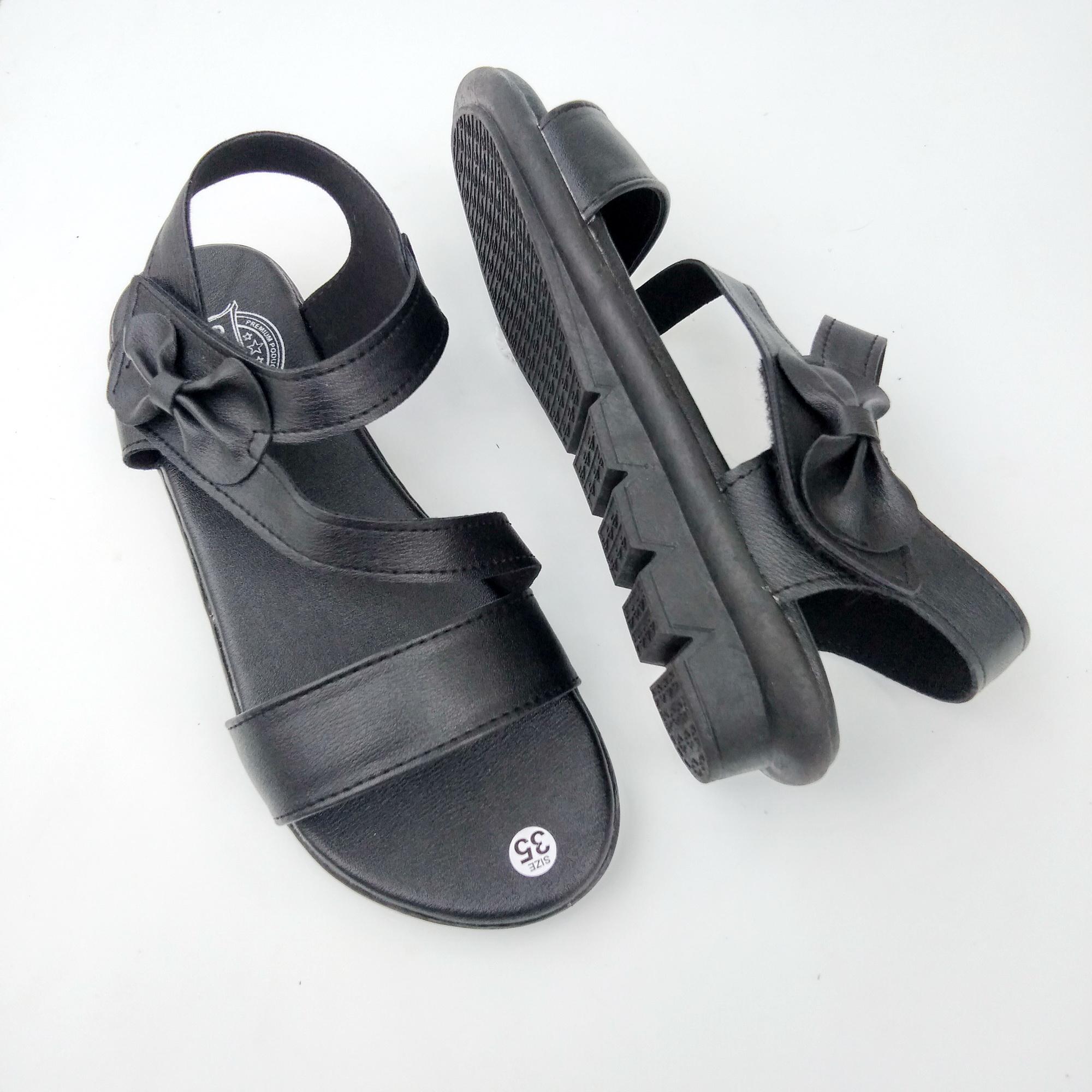 Sandal đế xuồng 3p quai dán nơ hàng cao cấp Benst- hình thật