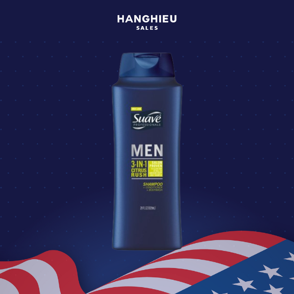 Dầu gội nam suave professionals men 3 in 1 828ml