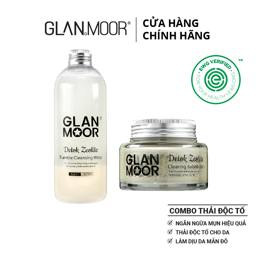 [Tặng Mini Size] Combo Thải Độc, Chăm Sóc Da Dầu Mụn GLAN MOOR Detok Zeolite Cho Da Nhạy Cảm Fullsize - Glan Moor VN