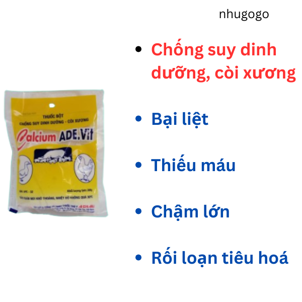 Calcium Ade vit qui cách 200 gram dinh dưỡng, chống còi xương cho vật nuôi