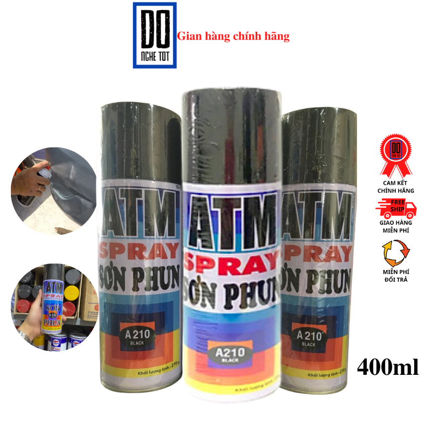Sơn xịt atm màu đen bình 400ml sơn oto sơn nhà trang trí bảo hành 1 tháng tại Đồ nghề tốt