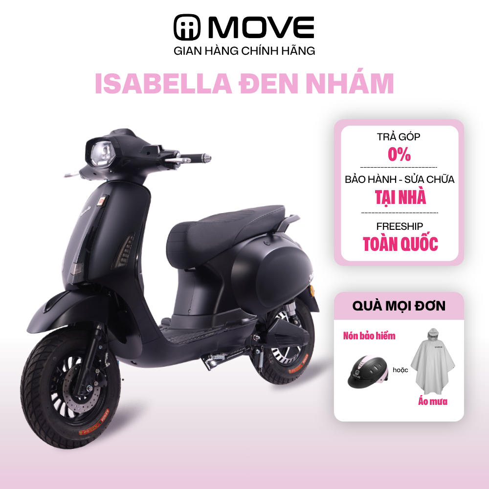 [CHỈ GIAO NAM TRUNG BỘ VÀ NAM BỘ] Xe máy điện MOVE ISABELLA  - Đi tới  90km/sạc - sinh viên, nhân viên văn phòng - Đen