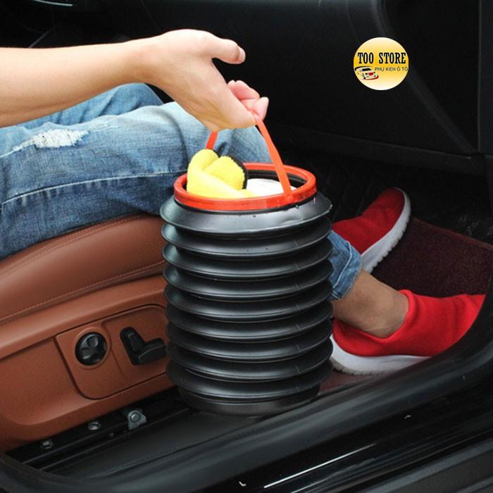 HOT SALE Xô Nhựa Gấp Lò Xo Đa Năng Trên Xe Hơi Thùng Đựng Rác Mini Ô Tô 4 Lít TOO-STORE