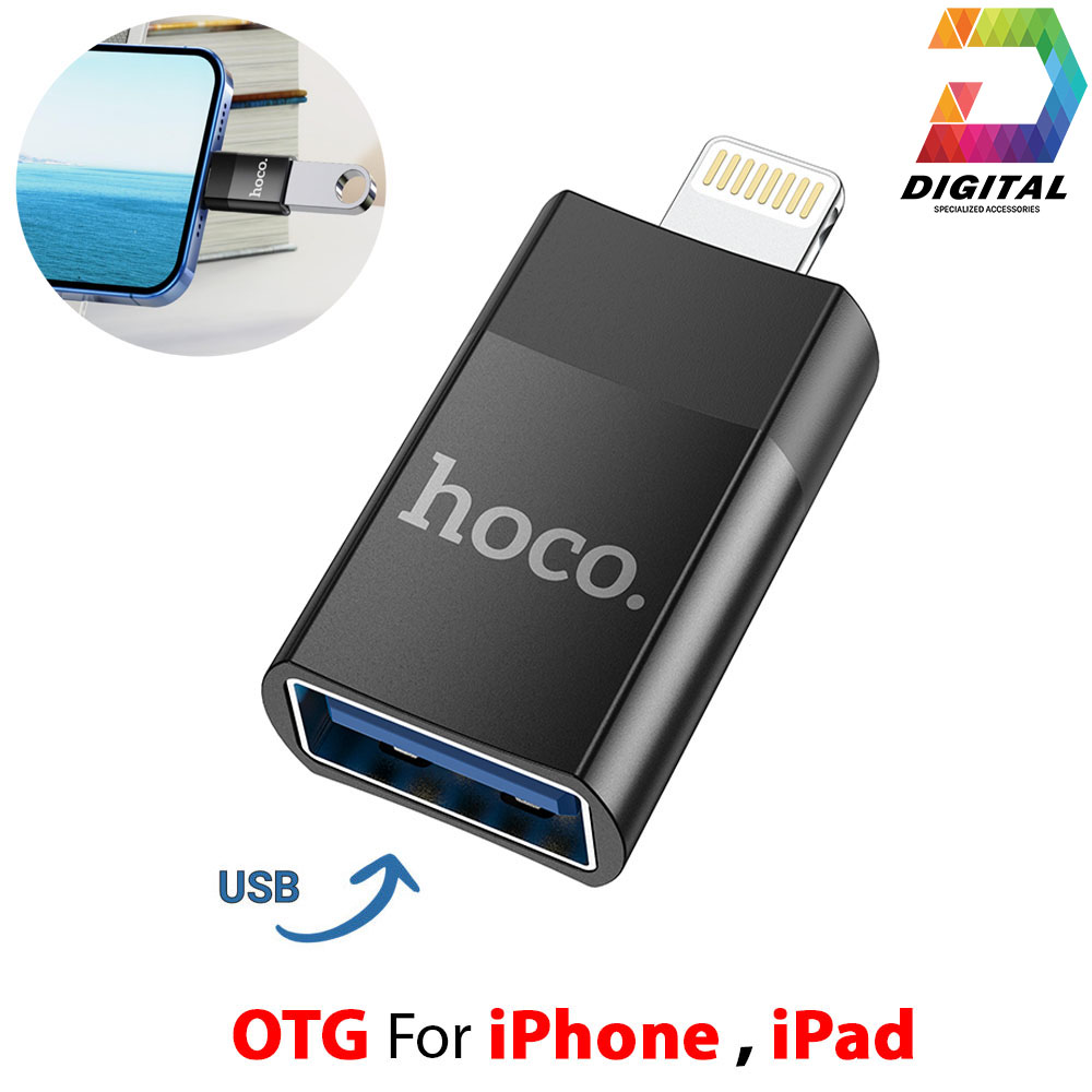 Đầu chuyển otg hoco ua17 cho iphone, ipad dùng cổng lightning chính hãng