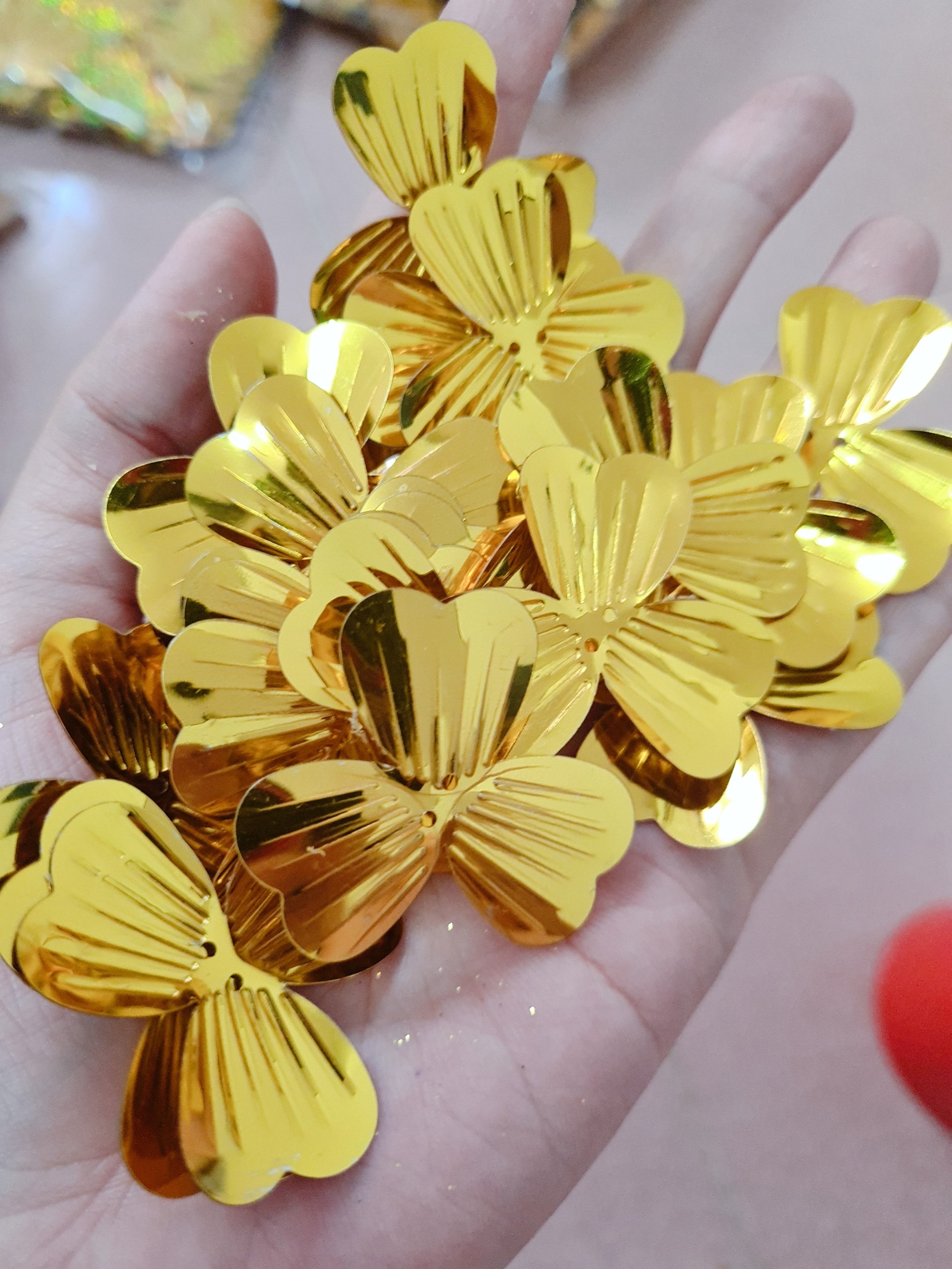 100gr Đồng xu, lá dừa, sò, hoa lá, lồng đèn làm cây kim tiền, cành vàng lá ngọc