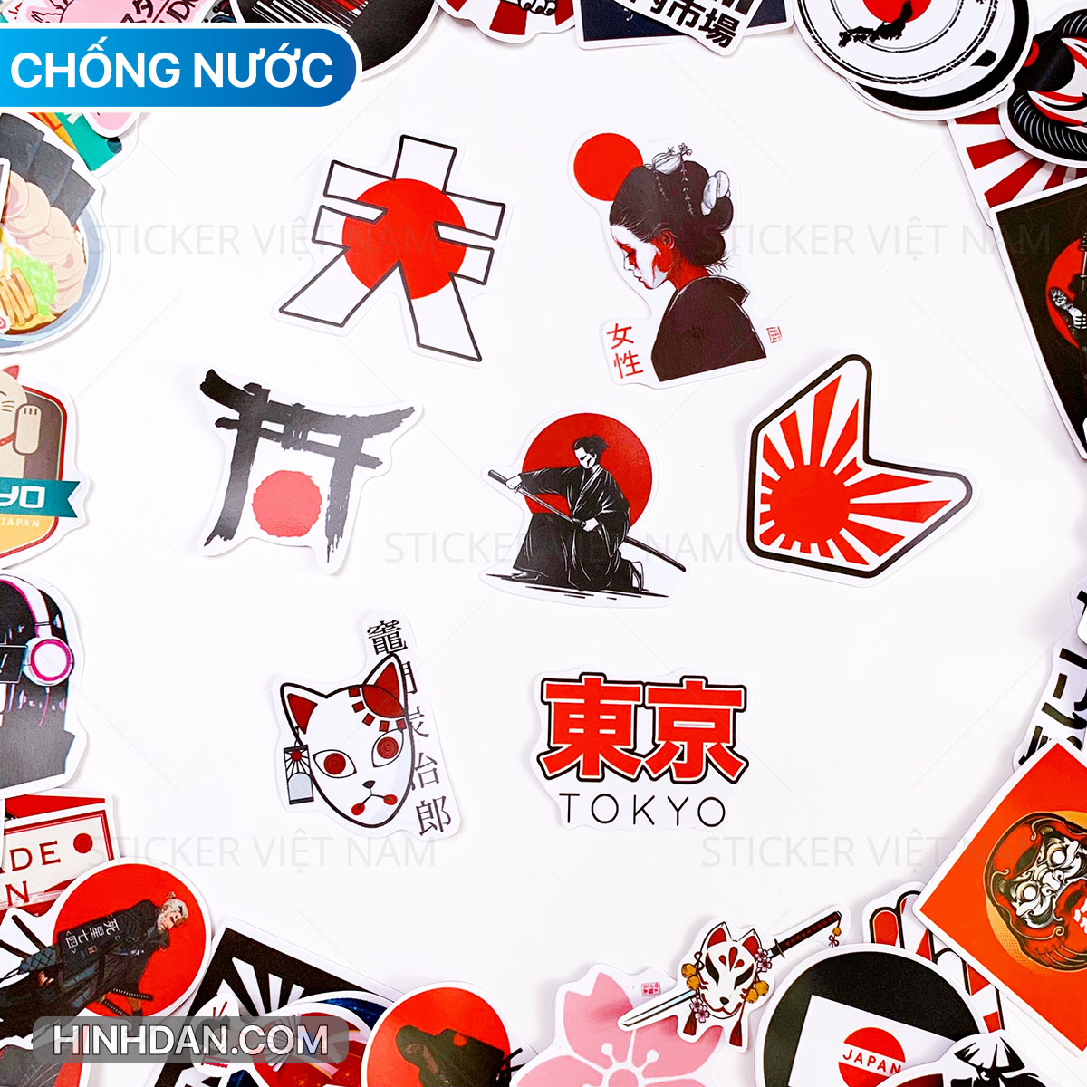 JAPAN stickers - Hình dán chủ đề Nhật Bản - chất liệu PVC chống nước trang trí Nón Bảo Hiểm, Sổ Tay | Sticker Việt Nam