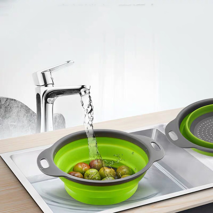 2 Rổ Đựng Rau Củ Quả Gấp Gọn Thông Minh Chất Liệu Silicon Gọn Gàng Cho Nhà Bếp