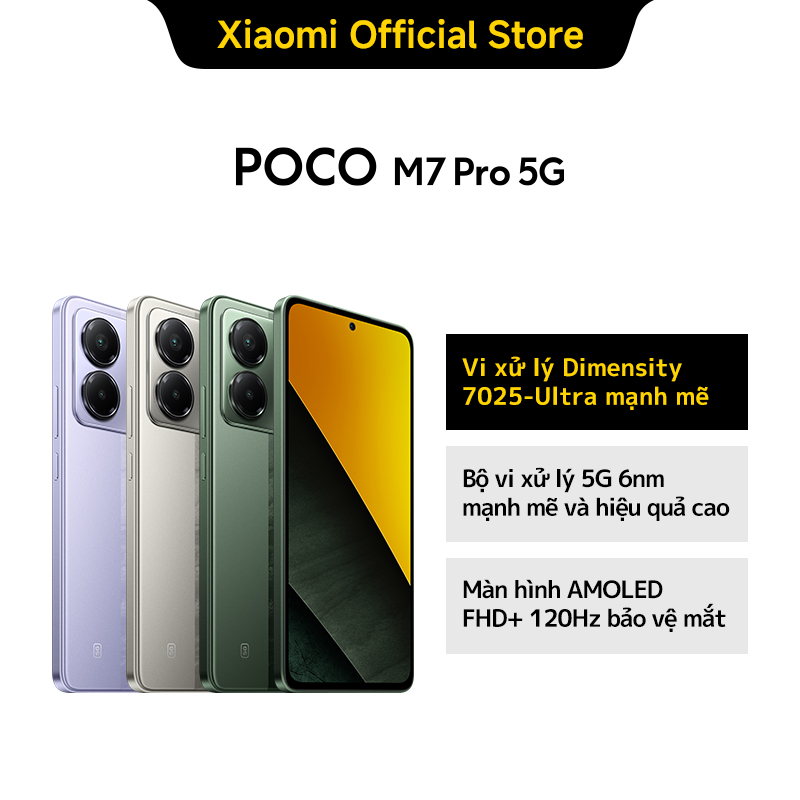 Poco M7 Pro (8+256GB) | Vi xử lý Dimensity 7025-Ultra mạnh mẽ | Bộ vi xử lý 5G 6nm mạnh mẽ và hiệu