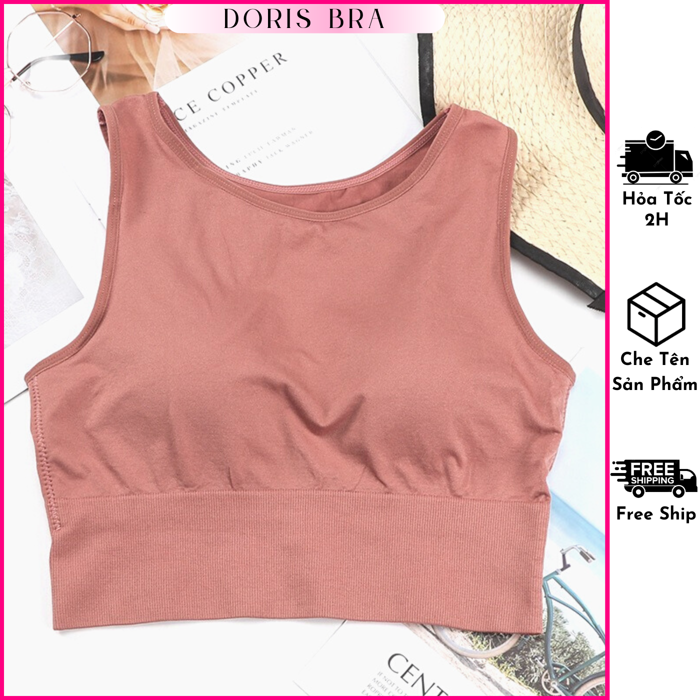 Áo lót croptop nữ, bra nữ cotton dáng dài 3 lỗ kèm đệm mút ôm nâng ngực, bra thu đông Doris.fashion