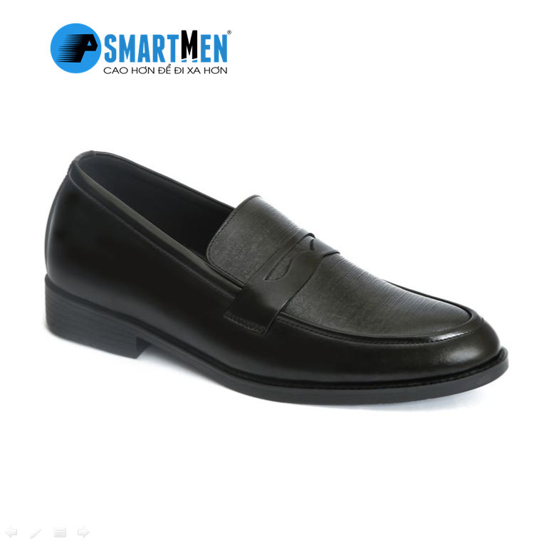 Giày lười tăng chiều cao smartmen gl-04 đen