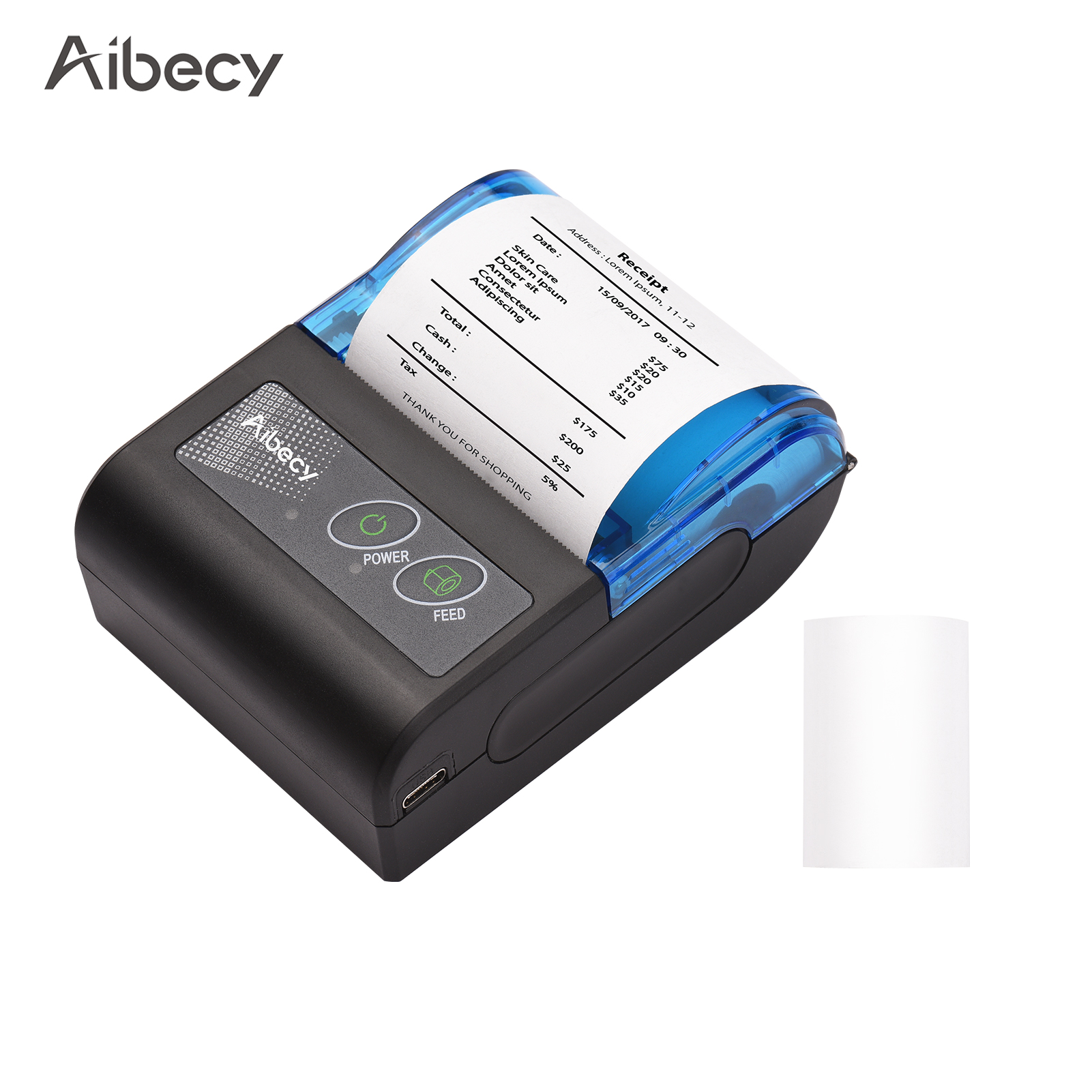 Aibecy Portable Thermal Printer Wireless USB Receipt Bill Ticket Printer with  58mm Print Paper Compatible with iOS Android Windows Fannlady