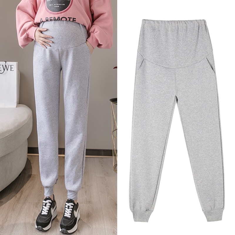 ☊✐ Quần Dài Thể Thao Eo Cao Chất Liệu Cotton Giản Dị Thời Trang Mùa Xuân Thu Dành Cho Bà Bầu