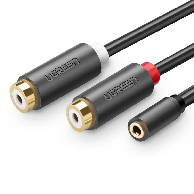 Ugreen 10562 25cm màu đen cáp âm thanh 2 đầu bông sen âm sang 3.5mm âm av109