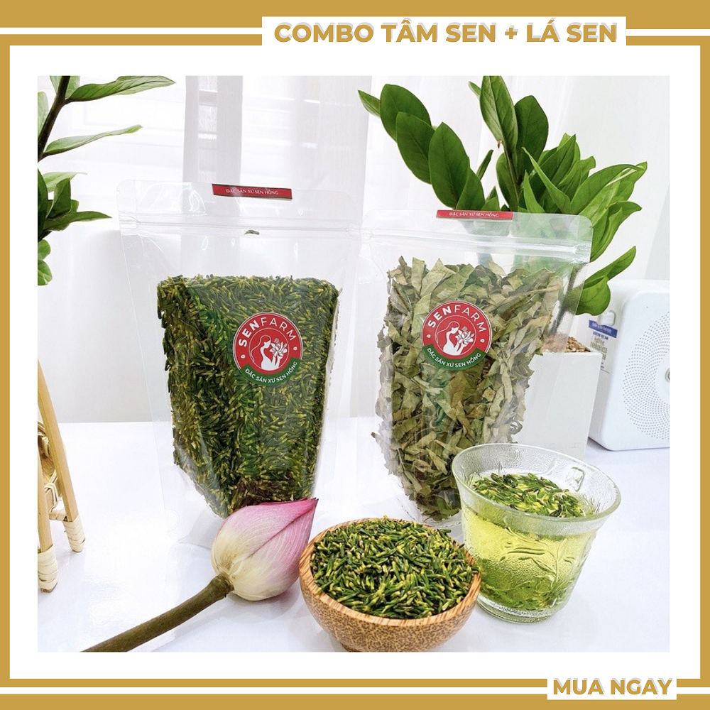 COMBO 2 bịch trà tim sen và lá sen Senfarm