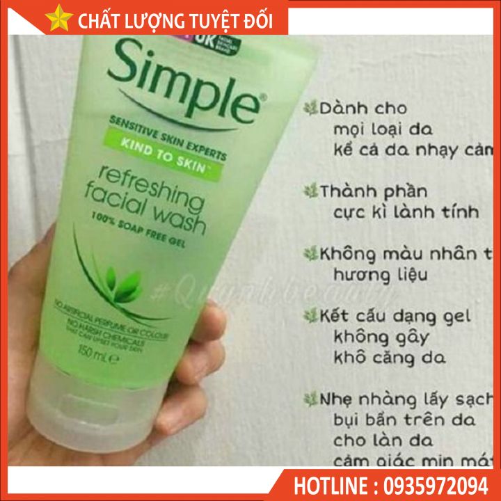Sửa rửa mặt sạch mụn simple 150ml
