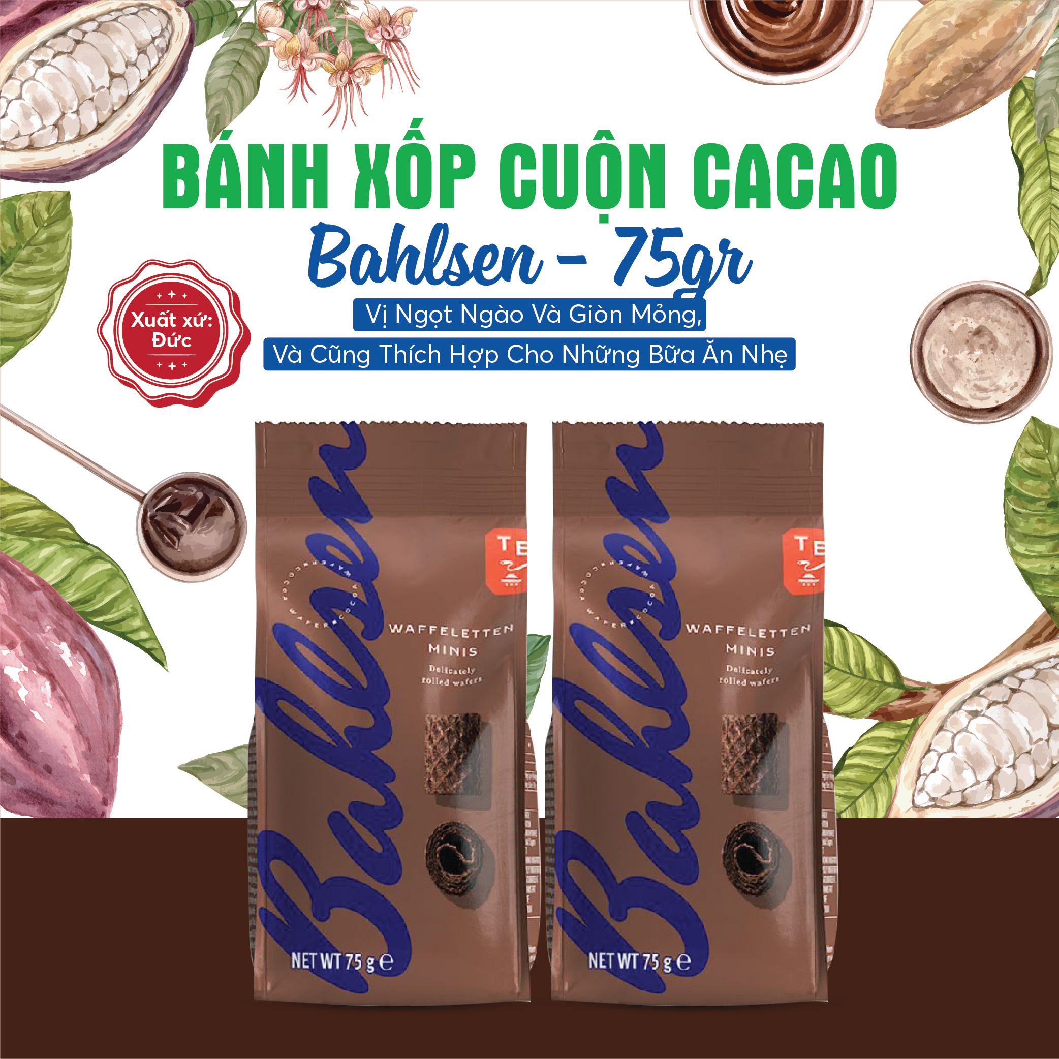 Bánh xốp cuộn cacao Bahlsen 75g