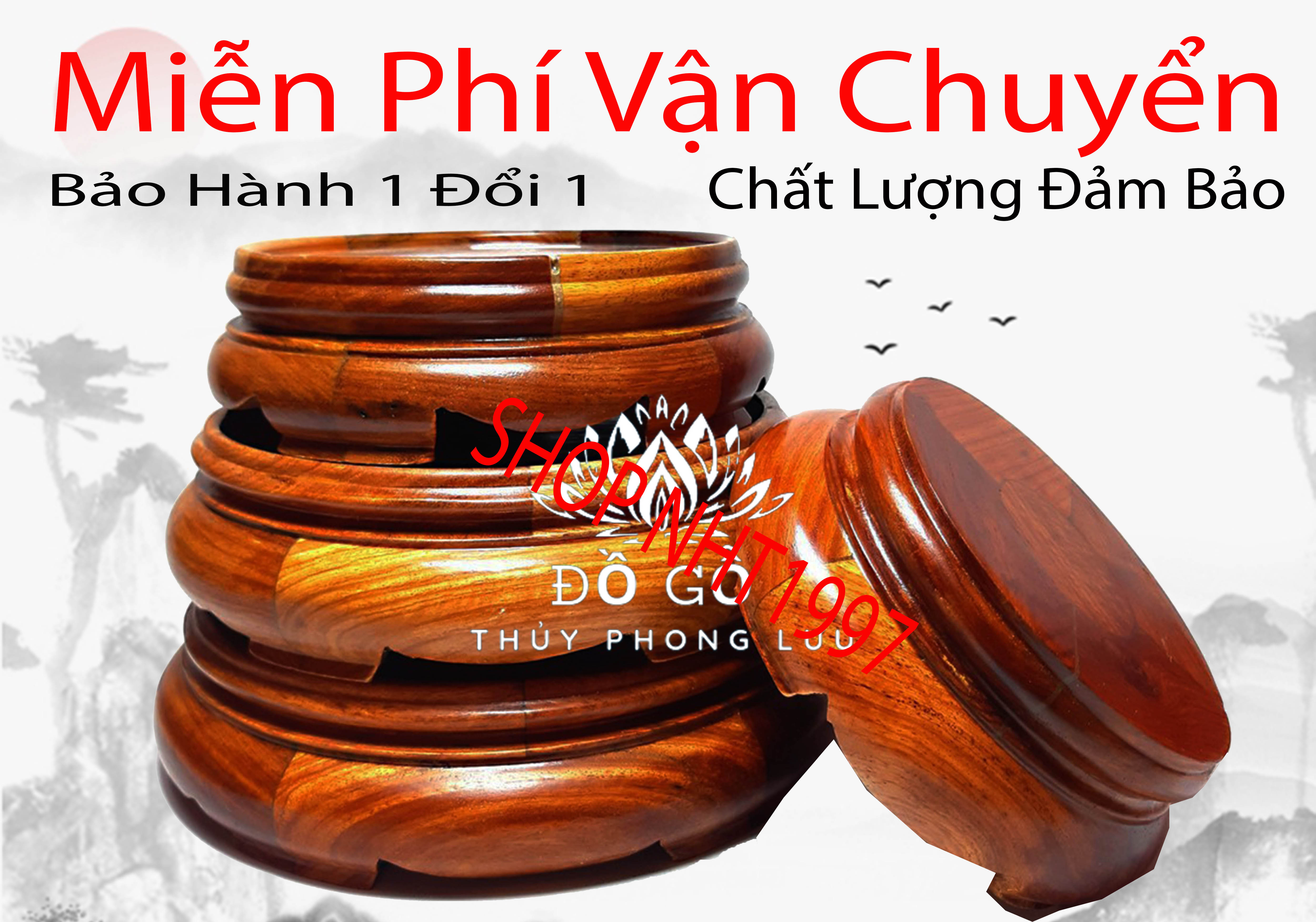 Kỷ tròn cao 6cm đôn tròn không chân đế bát hương (đồ thờ gỗ, kê bát hương)