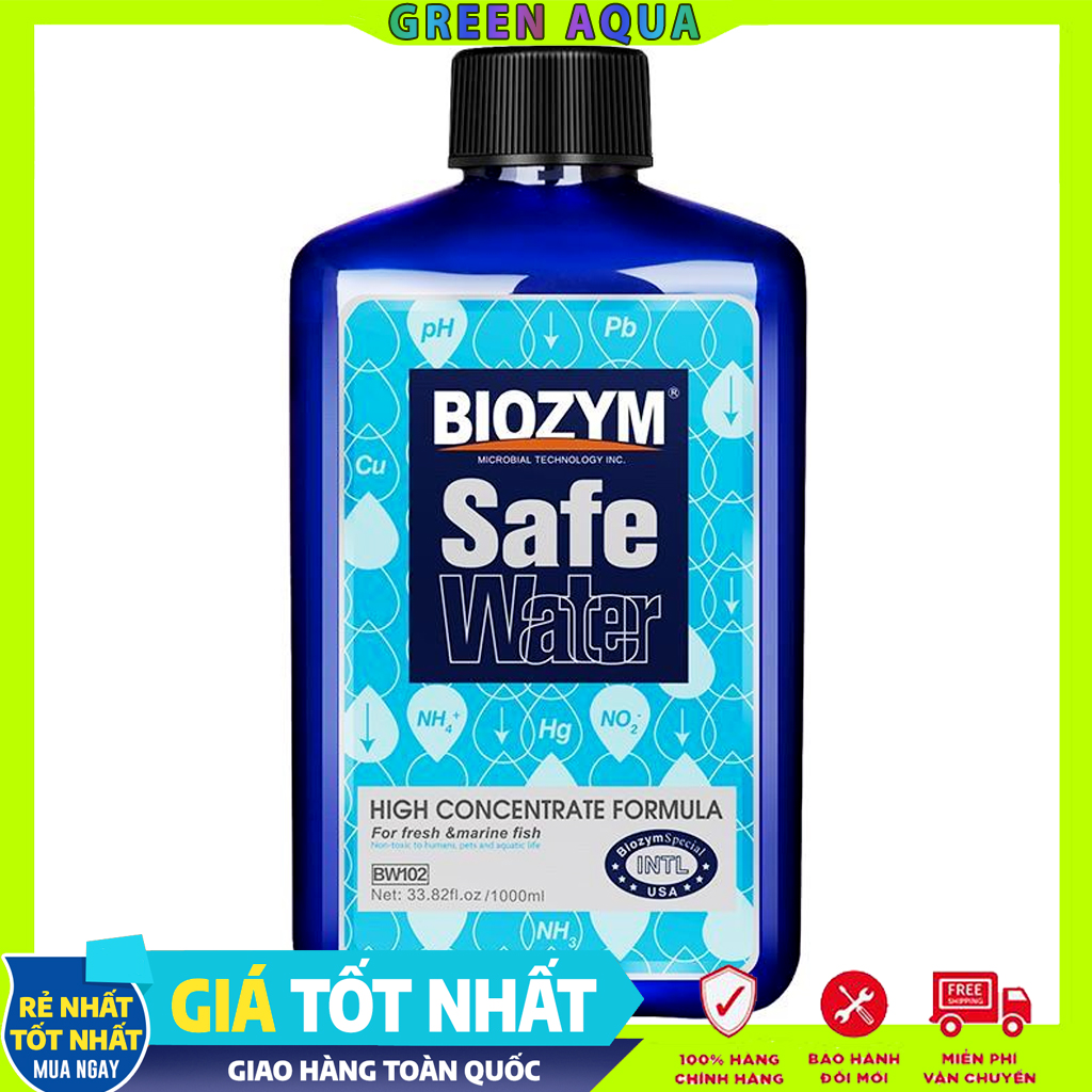 Biozym - safe water | khử clo, nh3,...bảo vệ màng nhầy cho cá cảnh thủy sinh