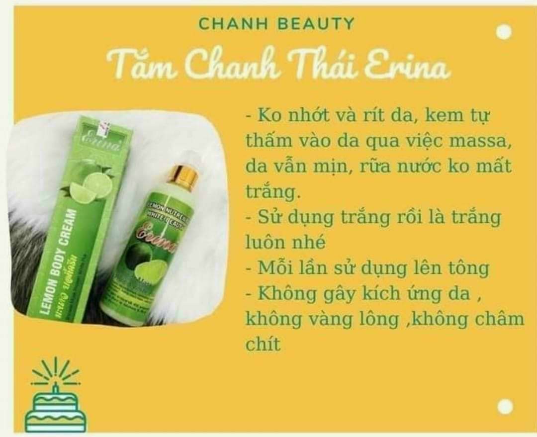 Sữa Tắm Kích Trắng Da Vitamin Chanh Erina Lemon Body Cream Thái Lan Chính Hãng