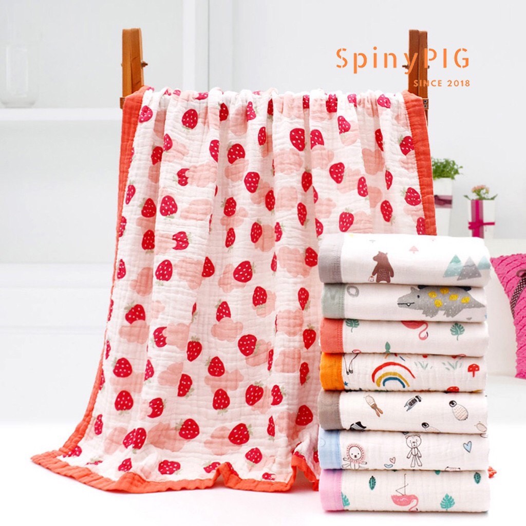 Khăn tắm xô cho bé sợi tre bo viền 6 lớp xuất nhật cho bé kt 110x120cm