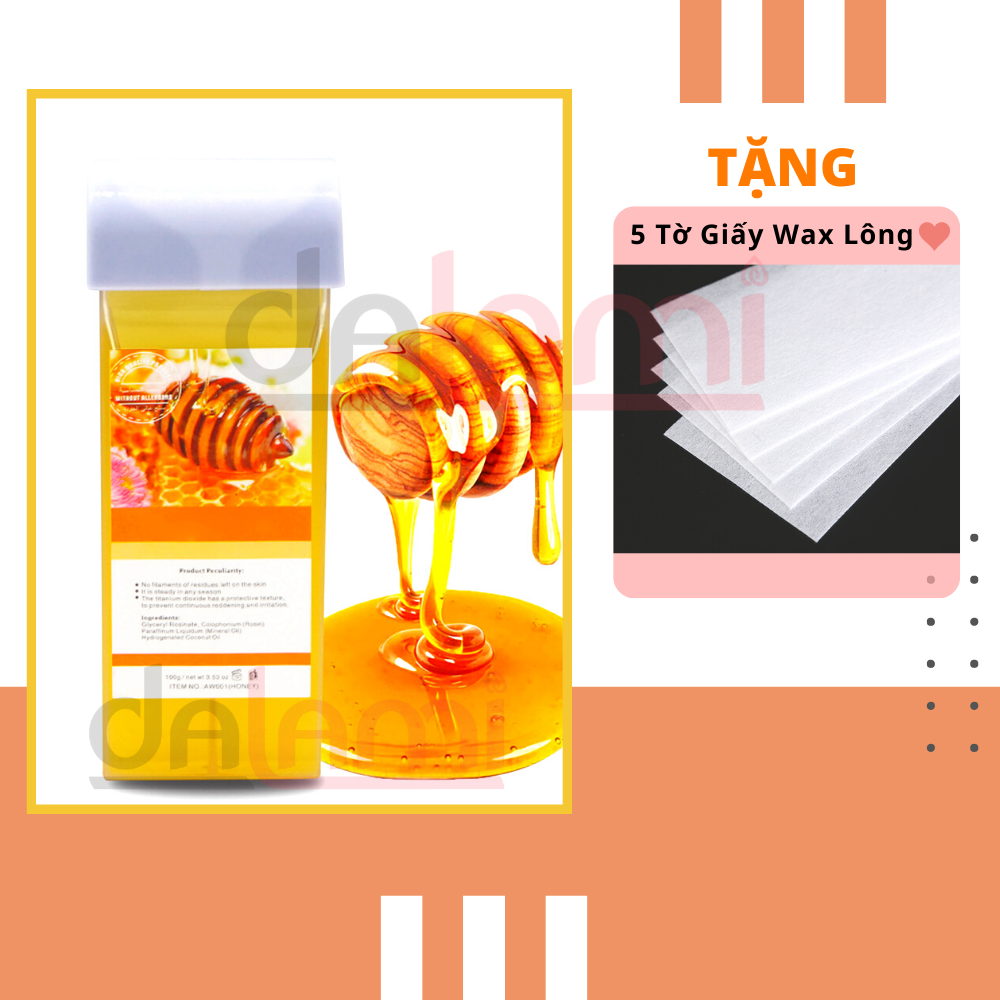 Gel Wax Lông Nóng Mật Ong dạng tuýp (100ml) - Sáp wax lông mật ong tẩy lông tận gốc, nhanh chóng, an toàn, hiệu quả - Phù hợp Tẩy wax lông tay, tẩy lông chân dài - Tặng kèm 5 miếng giấy wax chuyên dụng