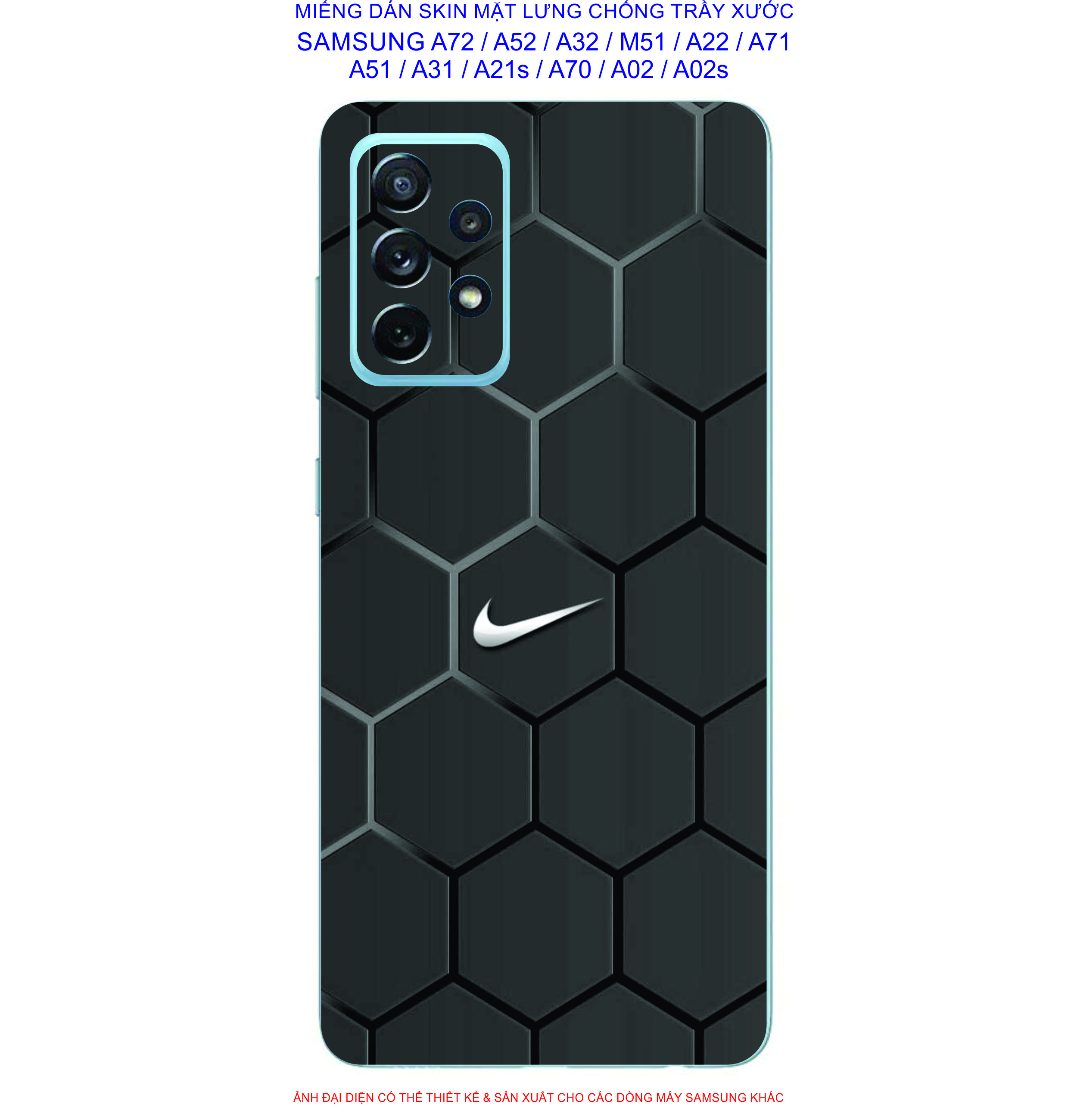 Miếng Dán Skin mặt lưng SAMSUNG A72 / A52 / A32 / A22 / M51 / A71 / A51 / A31 / A21s / A12 / A02 / A02s chống trầy xước