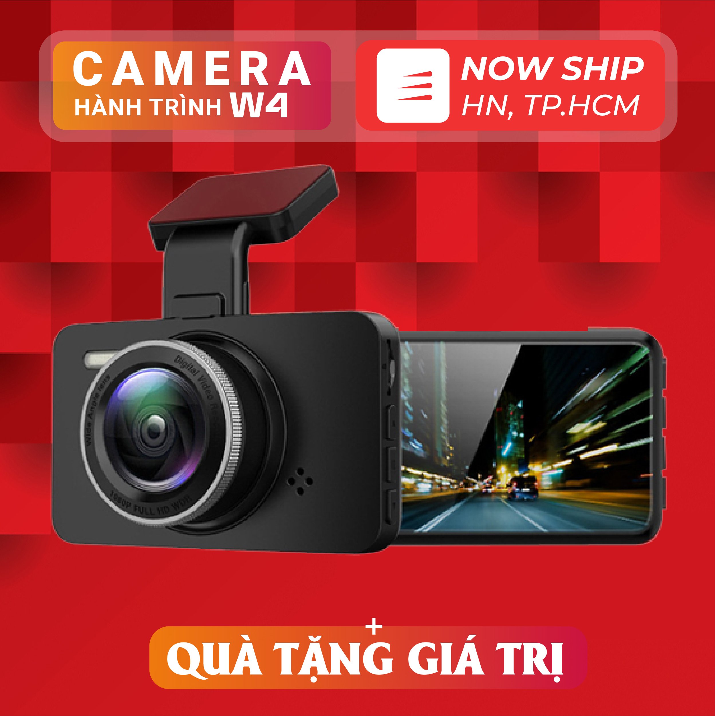 Camera hành trình ô tô W4 Kết nối điện thoại Quay trước sau góc rộng siêu nét dễ dàng lắp đặt Bảo Hành 12 Tháng lỗi 1 đổi 1