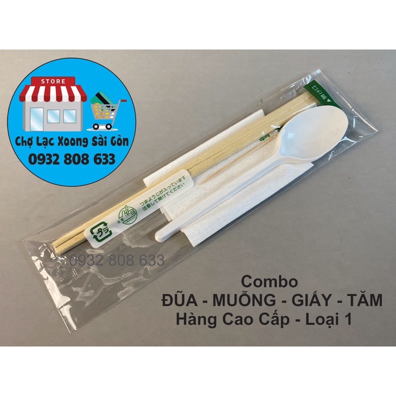 Set 100 bộ đũa muỗng giấy tăm cao cấp