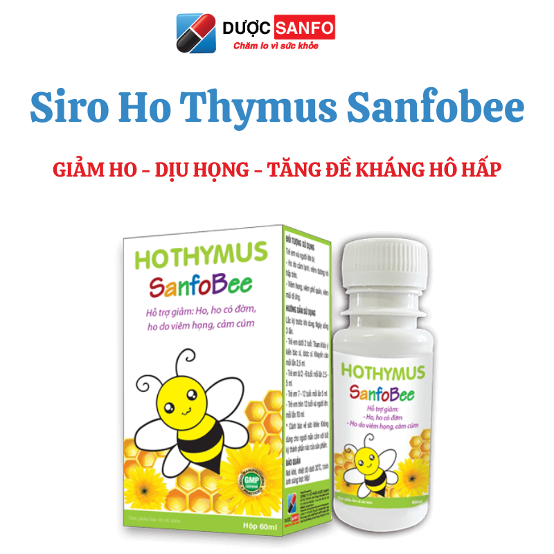 Siro Ho Thymus SanfoBee Giảm ho, long đờm, sát khuẩn hoàn toàn từ thảo dược chai 100 ml