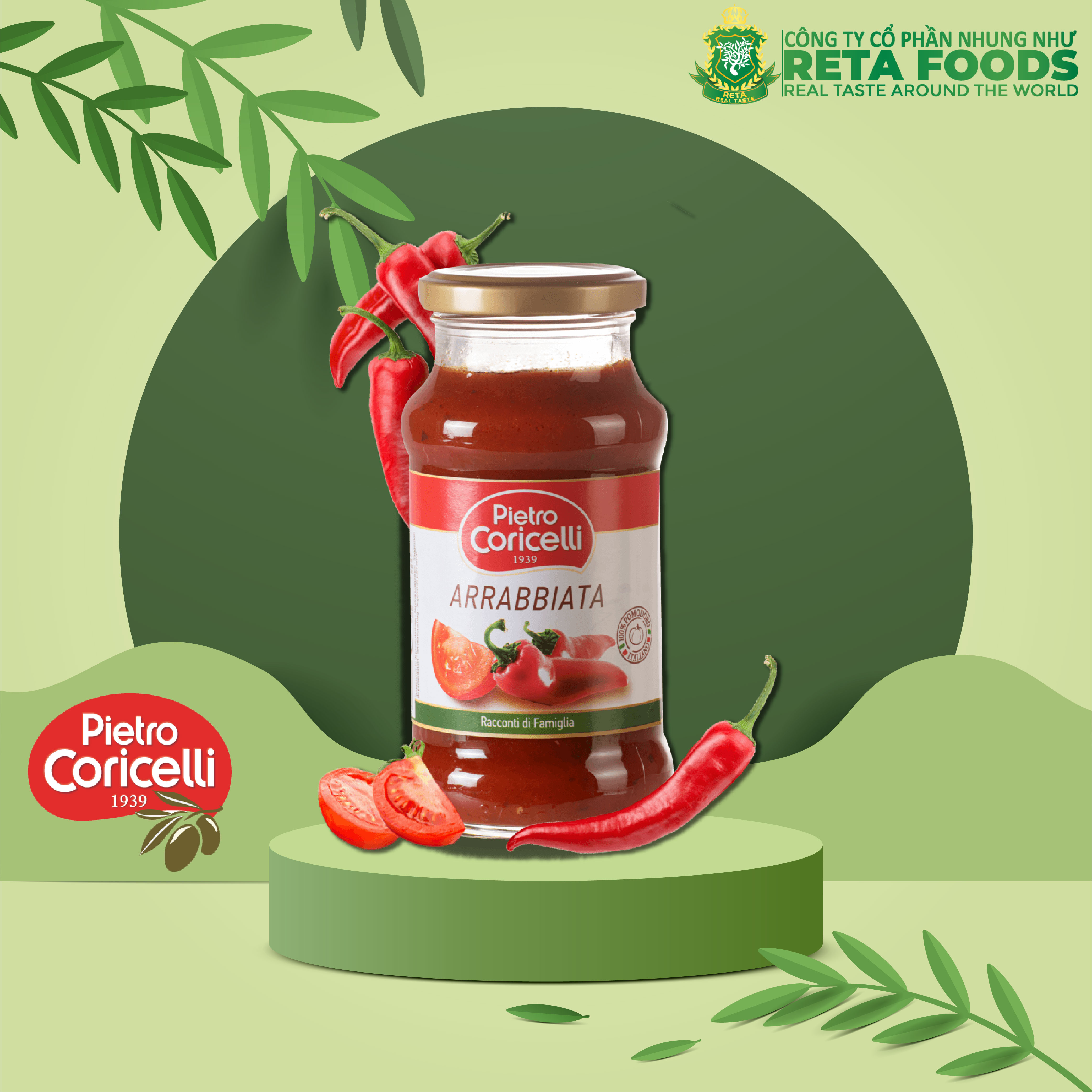 Sốt mỳ Pietro Coricelli Arrabbiata 350gr