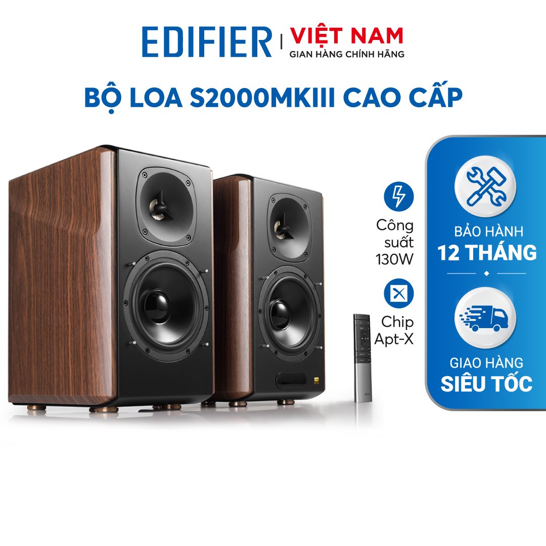 Bộ loa bluetooth bookshelf hifi cao cấp edifier s2000mkiii - công nghệ aptx - kèm dây monster cable 2rca ra 4rca 2m - hàng phân phối chính hãng - bảo hành 12 tháng