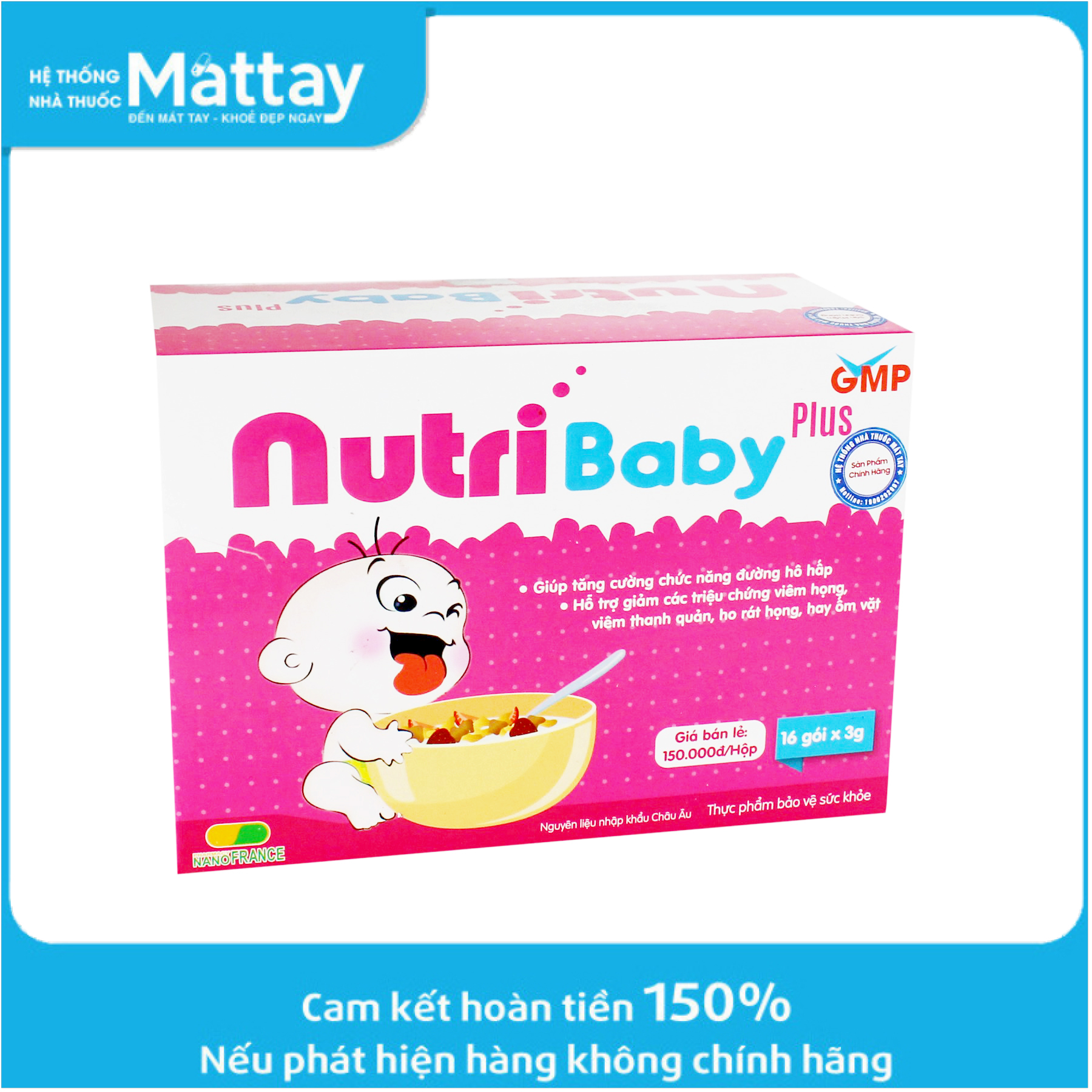 Cốm nutri Baby plus- Hỗ trợ tăng cường sức đề kháng cho trẻ em hay bị viêm đường hô hấp trên