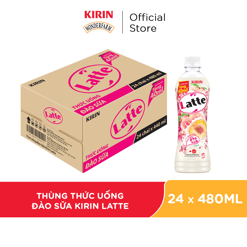 1 Thùng - Thức Uống Đào Sữa KIRIN Latte 480ml