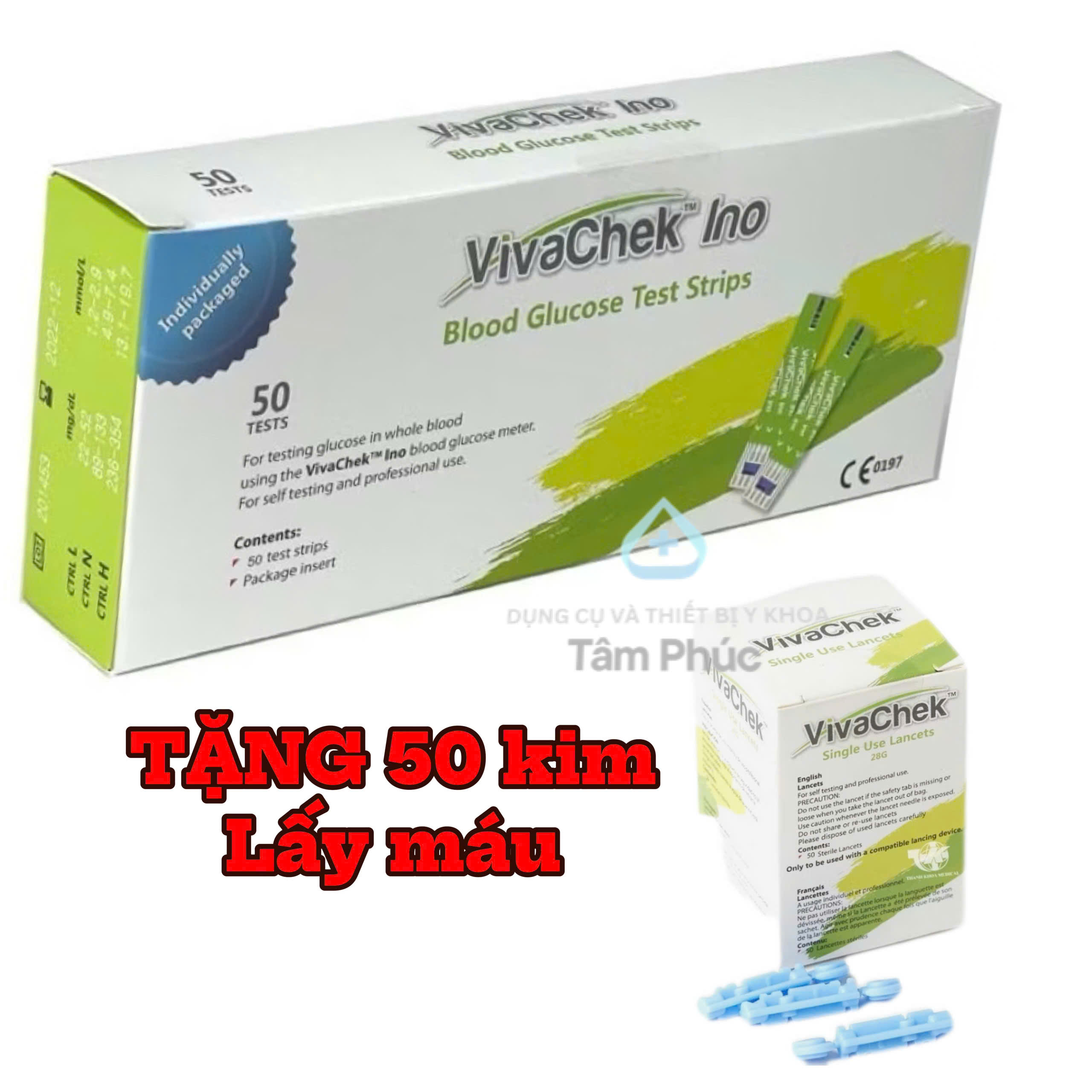 [ TẶNG 50 KIM] Que Thử Đường Huyết VivaChek Ino | (Viva Check) (VivaCheck) -Hộp 50 que