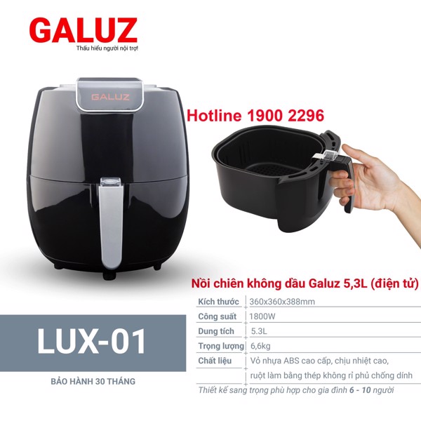 Nồi chiên không dầu Galuz Lux 01 điện tử - xả kho