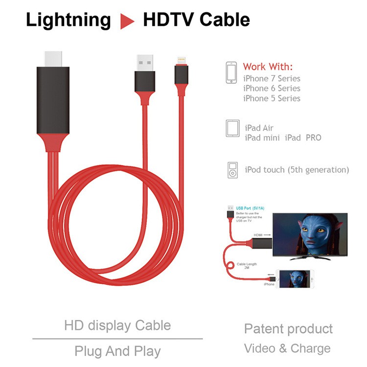 Cáp hdmi cho iphone Cáp kết nối Iphone, Ipad với Tivi cổng HDMI - Lightning to HDMI - Hàng cao cấp