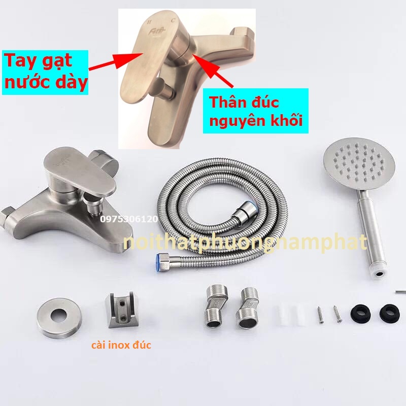 [HCM][GIÁ TỐT NƯỚC CHẢY MẠNH] Bộ Củ Sen Tắm NÓNG LẠNH và Tay Sen và Dây INOX 304 N2002 Fotar Củ Sen Tròn