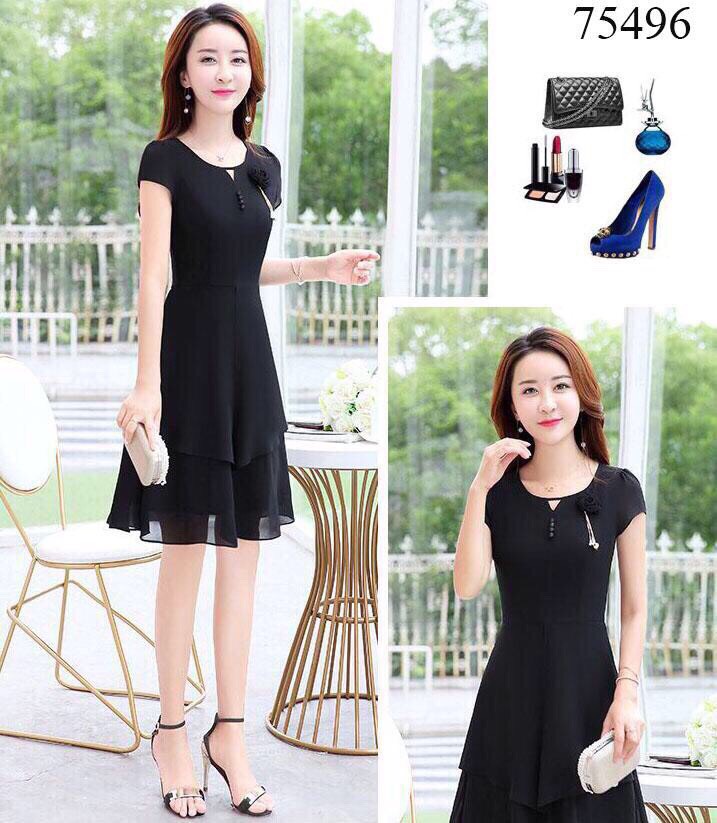 Đầm voan chiffon đính bông thanh lịch - sang trọng cho phái nữ/ có size 70KG