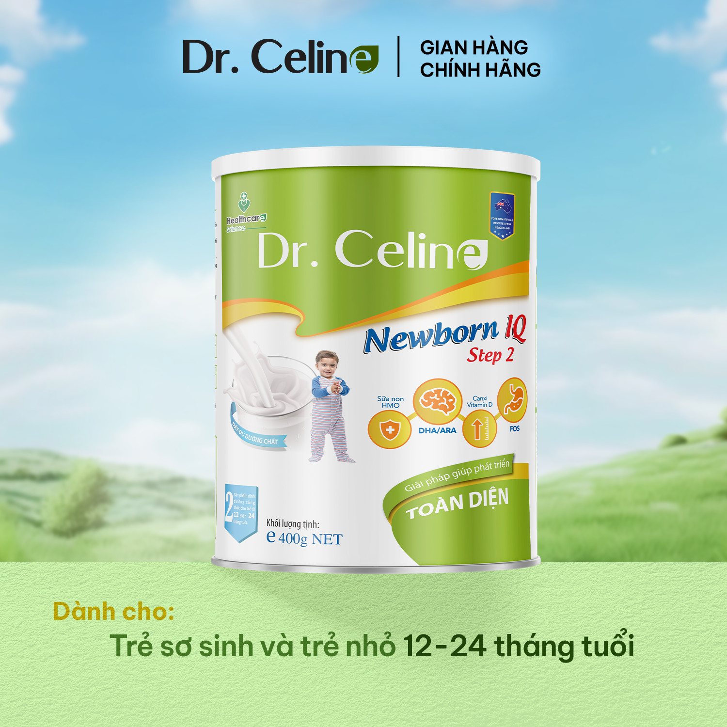 Thực phẩm bổ sung dr. celine newborn iq step 2 12-24 tháng tuổi 400g