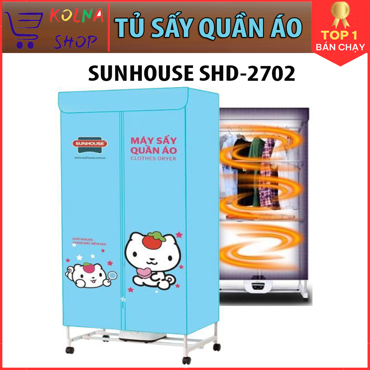 Tủ Sấy Quần Áo SUNHOUSE SHD2702 Máy Sấy Quần Áo Sunhouse Công Suất 1000W Sấy Tối Đa 15kg Quần Áo Đèn UV Sấy Khô Khử Khuẩn Khử Mùi