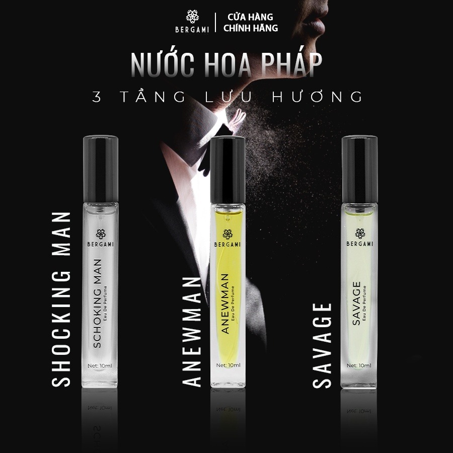 Nước Hoa Nam Chính Hãng Bergami, Mùi Hương Hiện Đại Lịch Lãm Chuẩn Quý Ông 10ml/chai