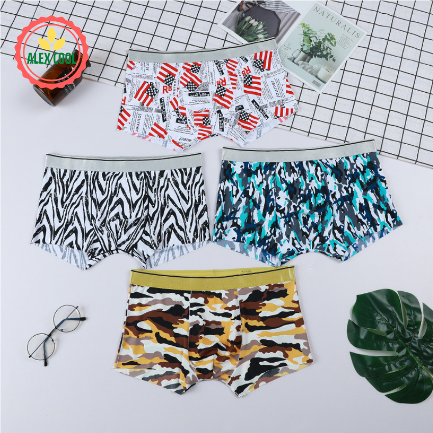 [Hoàn Tiền 15%] Combo 4 quần sịp đùi quần lót nam thun lạnh Doremon hàng hiệu SIÊU NHẸ, cao cấp xin sexy, hình trơn, doremon đẹp hình độc, alex cool