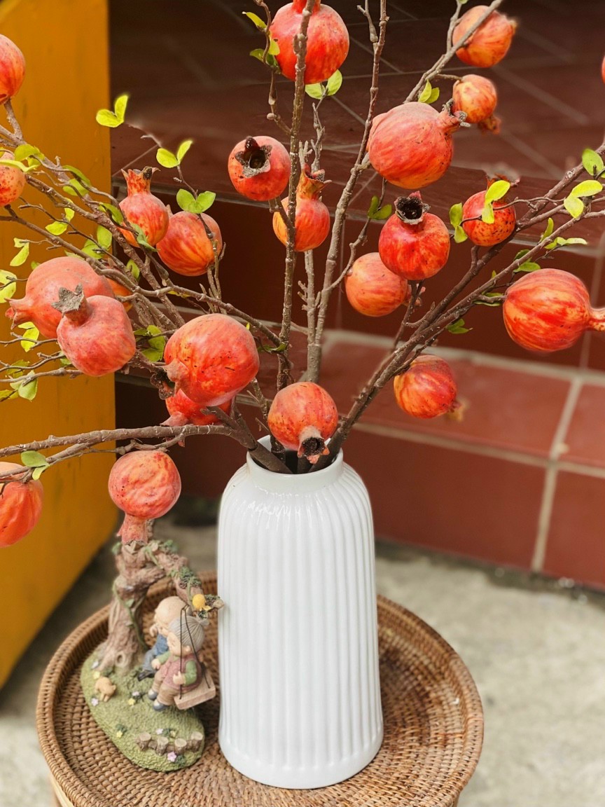 Lọ cắm hoa, lọ hoa tráng men bình hoa dáng lồng chim vẽ vàng - phong cách bắc âu