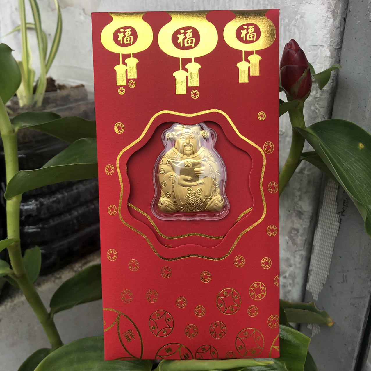 [HCM]Một Bao Lì Xì Thần Tài Mạ Vàng 24k - Bao Lì Xì Trâu Mạ Vàng 24k - lỳ xì Cọp Vàng