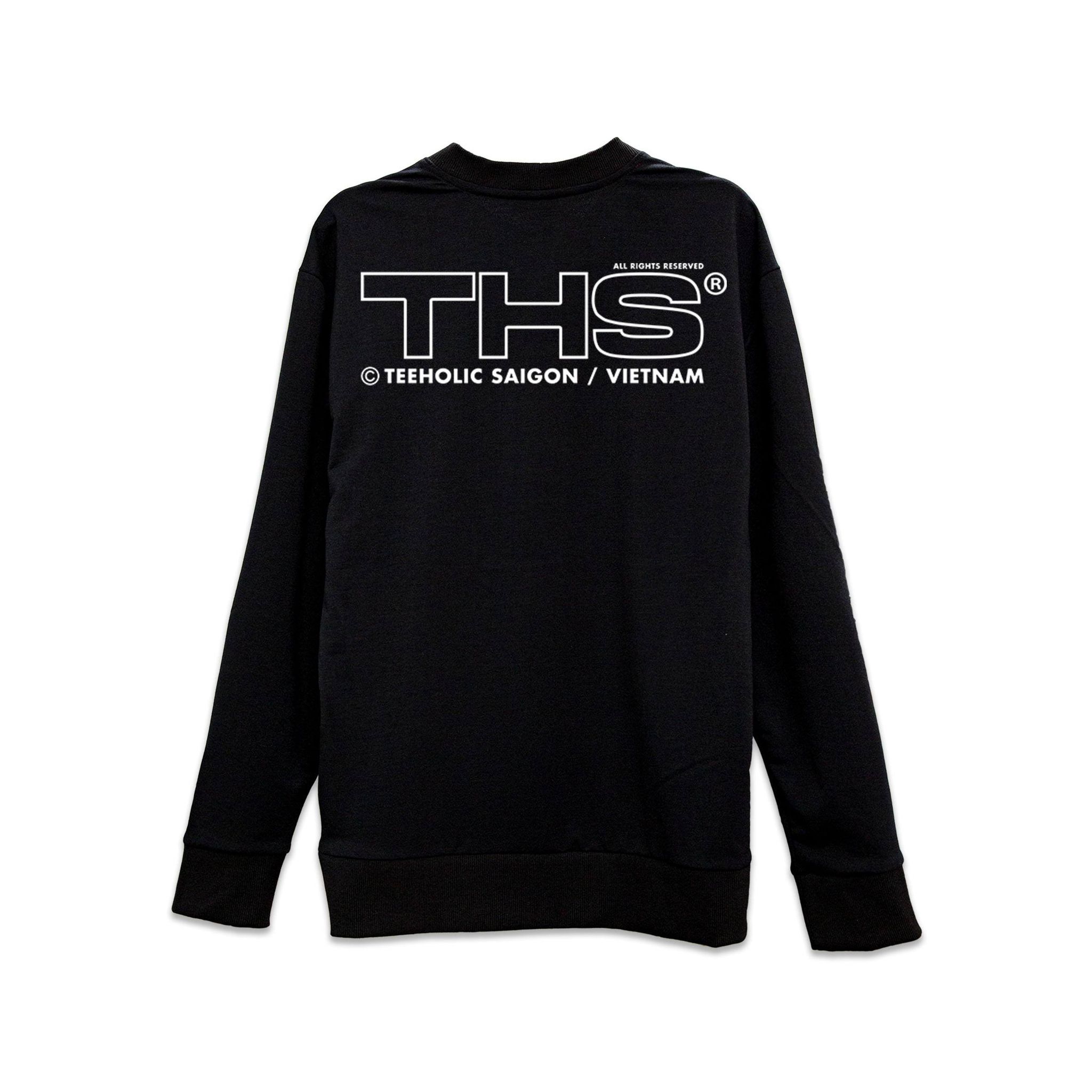 TEEHOLIC Áo Sweater Form Rộng In Logo THS - Màu Đen Trắng