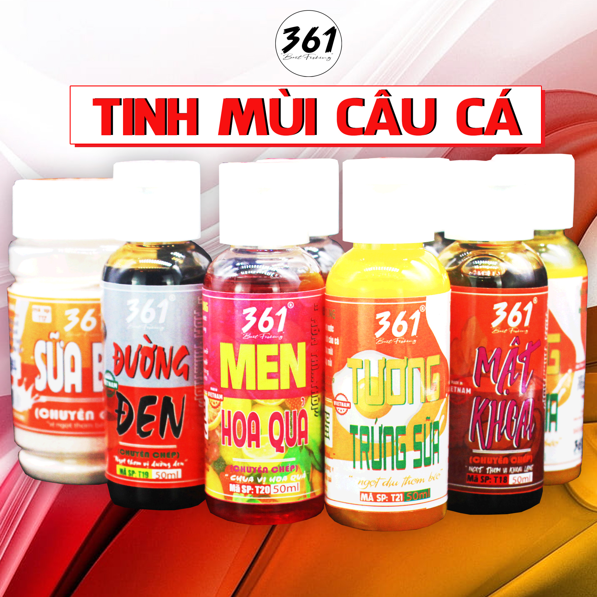 Tinh mùi câu cá 361. Tinh mùi câu rô phi, chép... Hương liệu câu cá. Bổ sung hương vị cho mồi câu. Khuếch tán, dẫn dụ cá