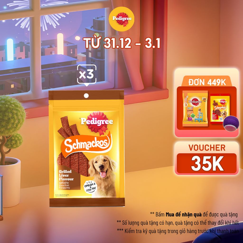 Pedigree Schmackos Bánh thưởng cho chó 70g 3 gói