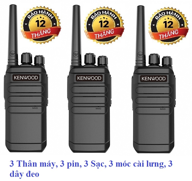 Bộ 3 Bộ đàm Kenwood TK6630 (Nhỏ gọn,Pin sử dụng trên 15 tiếng, Siêu bền bỉ, không lo bảo hành, cự ly liên lạc xa)