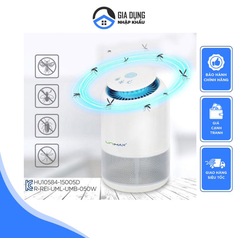 Đèn bắt muỗi unimax umb 501w, máy bắt muỗi, côn trùng, gián, cho diện tích 65m2, hiệu quả, an toàn với trẻ nhỏ, nội địa hàn, bh 12 tháng