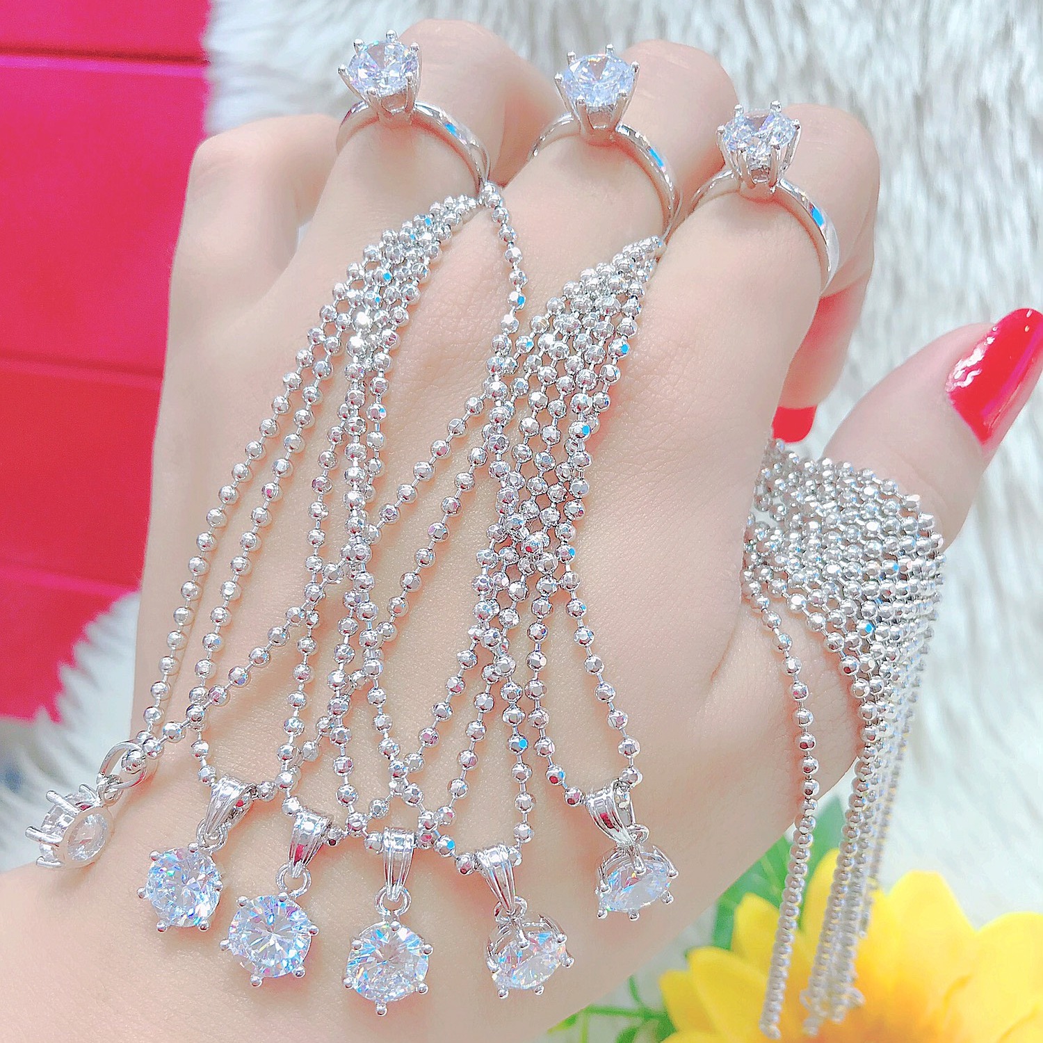 Dây chuyền bi và mặt - D61027 JURI SHOP - Không đen không dị ứng - Bền màu, thiết kế đi tiệc phù hợp mọi lứa tuổi